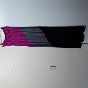 60" HPS rayon jersey color block tube maxi dress